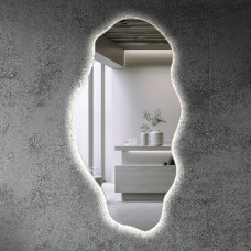Фигурное асимметричное зеркало в стиле Арт-Деко с задней парящей эмбилайт подсветкой ASM017 